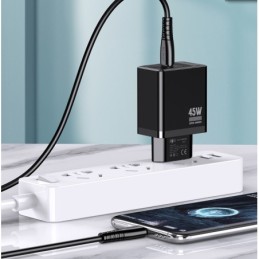 Caricabatterie ricarica rapida con cavo USB Type C nero 1m JB092