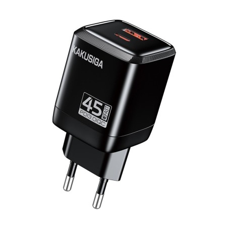 Caricabatterie USB-C + USB-A 45W + 22,5W nero ricarica rapida KSC-1606