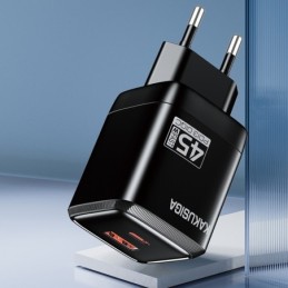 Caricabatterie USB-C + USB-A 45W + 22,5W nero ricarica rapida KSC-1606