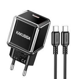 Caricabatterie USB-C PD 20W nero con cavo Type-C 1m KSC-1251