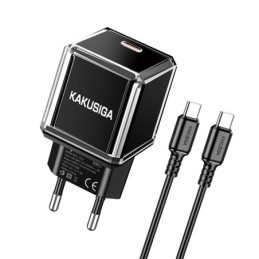 Caricabatterie USB-C PD 20W nero con cavo Type-C 1m KSC-1251