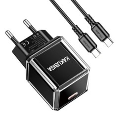 Caricabatterie USB-C PD 20W nero con cavo Type-C 1m KSC-1251