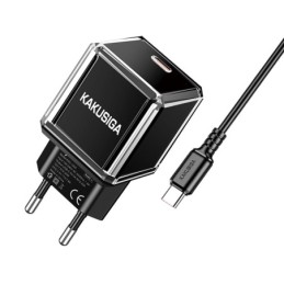 Caricabatterie USB-C PD 20W nero con cavo Type-C 1m KSC-1251