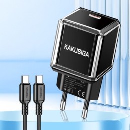 Caricabatterie USB-C PD 20W nero con cavo Type-C 1m KSC-1251