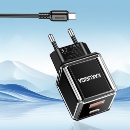 Caricabatterie USB-C PD 20W nero con cavo Type-C 1m KSC-1251