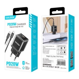 Caricabatterie USB-C PD 20W nero con cavo Type-C 1m KSC-1251