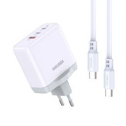 Caricabatterie rapido 65W 2 USB-C + 1 USB-A bianco con cavo Type-C 1m KSC-933