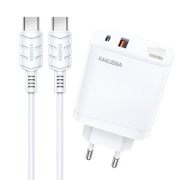 Caricabatterie rapido 40W USB-C + USB-A bianco con cavo Type-C 1m KSC-813