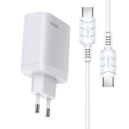 Caricabatterie rapido 40W USB-C + USB-A bianco con cavo Type-C 1m KSC-813