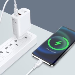 Caricabatterie rapido 40W USB-C + USB-A bianco con cavo Type-C 1m KSC-813