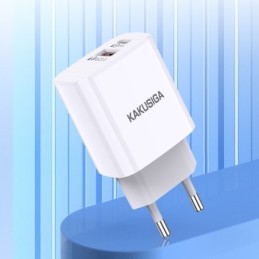 Caricabatterie rapido USB-C 20W + USB-A 18W bianco doppia porta KSC-924