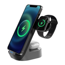 Stazione di Ricarica Wireless 3 in 1 con Supporto da Scrivania 15W