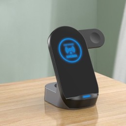 Stazione di Ricarica Wireless 3 in 1 con Supporto da Scrivania 15W