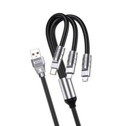 Cavo per alimentazione e sincronizzazione Ricarica Rapida 3 in 1 USB a Lightning, Type-C e Micro USB Nero 1,2 m 3A JA027