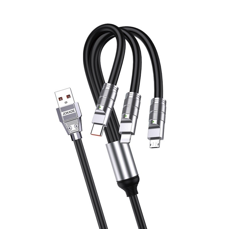 Cavo per alimentazione e sincronizzazione Ricarica Rapida 3 in 1 USB a Lightning, Type-C e Micro USB Nero 1,2 m 3A JA027