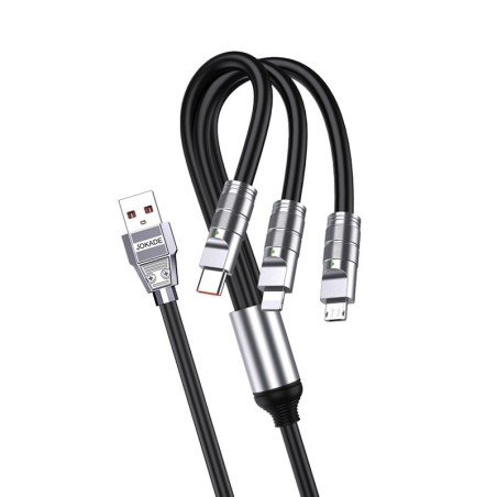 Cavo per alimentazione e sincronizzazione Ricarica Rapida 3 in 1 USB a Lightning, Type-C e Micro USB Nero 1,2 m 3A JA027