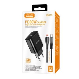 Caricabatterie ricarica rapida USB-C 30W con cavo Type-C - Lightning 1m nero JB073