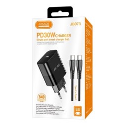 Caricabatterie ricarica rapida USB-C 30W con cavo USB-C - USB-C 1m nero JB073