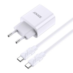 Caricabatterie ricarica rapida USB-C + USB-A 20W con cavo USB-C - USB-C 1m bianco JB042