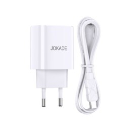 Caricabatterie ricarica rapida USB-C + USB-A 20W con cavo USB-C - USB-C 1m bianco JB042