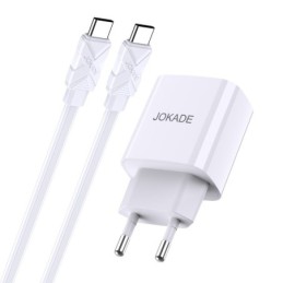 Caricabatterie ricarica rapida USB-C + USB-A 20W con cavo USB-C - USB-C 1m bianco JB042