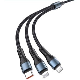 Cavo per ricarica 3in1 microUSB/Lightning/Type C 1.2m 3A JA024