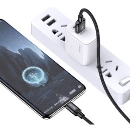 Cavo per ricarica e sincronizzazione USB Type-C 3m ricarica rapida 5A nero intrecciato JA057