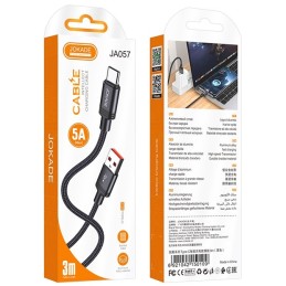 Cavo per ricarica e sincronizzazione USB Type-C 3m ricarica rapida 5A nero intrecciato JA057