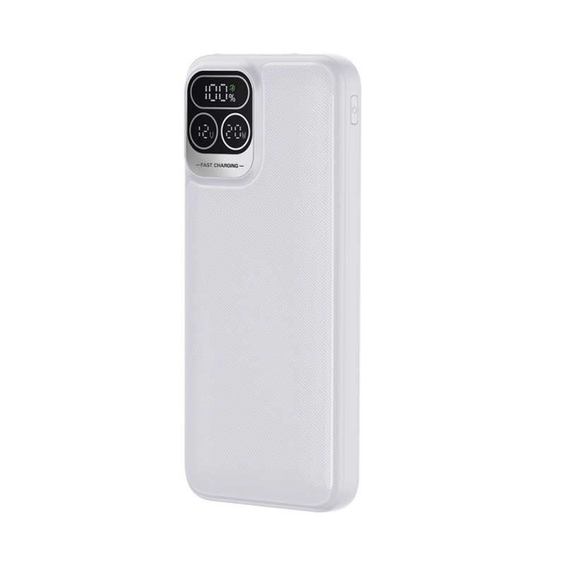 Power Bank 15000mAh 66W con display LED e 4 cavi integrati bianco
