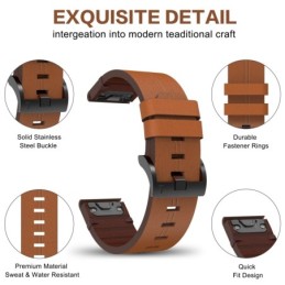 Ricambio Cinturino QuickFit 22mm Garmin Fenix 7 Solar - Fibbia Acciaio - Marrone