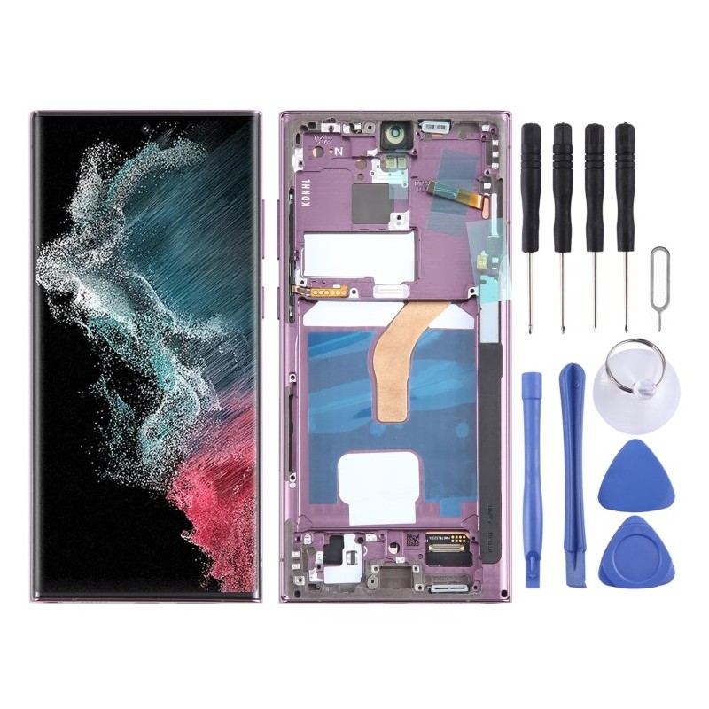 Display OLED + Touch + Frame (Viola) Per Samsung Galaxy S22 Ultra 5G (SM-S908B)