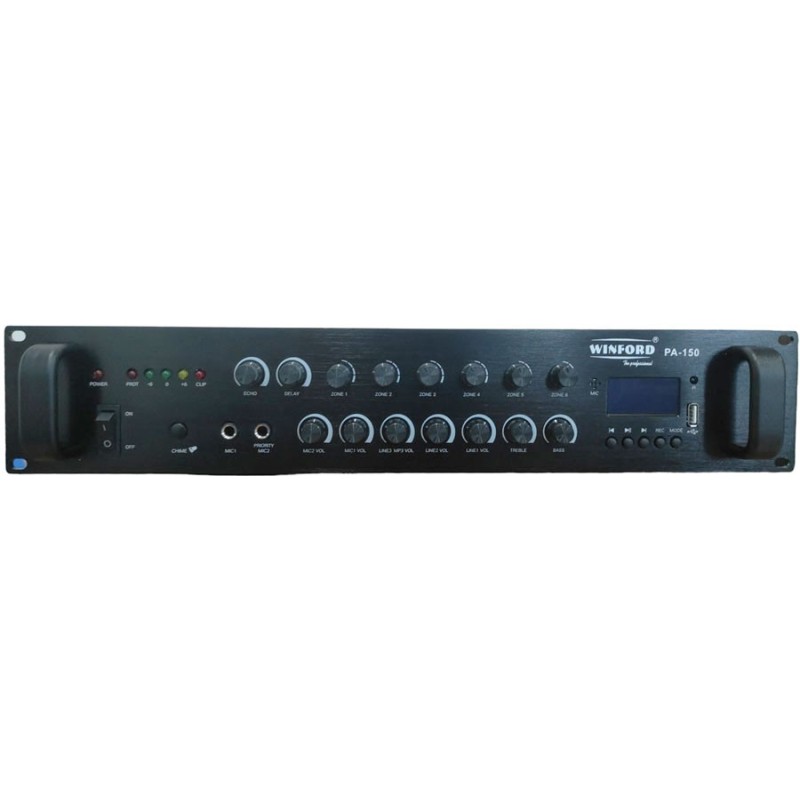 Amplificatore audio USB/Bluetooth/FM 6 canali 70V/100V/16 Ohm 150W