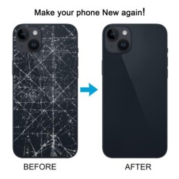 Cover posteriore in vetro per iPhone 14 Plus con supporto flash e ricarica wireless – Blu