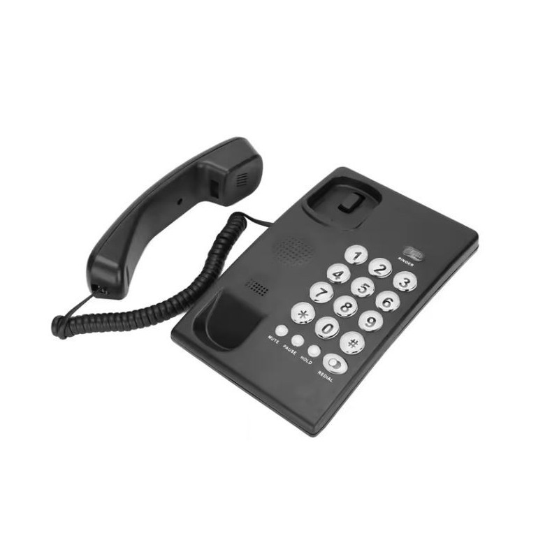 Telefono fisso con filo a pulsanti grandi nero