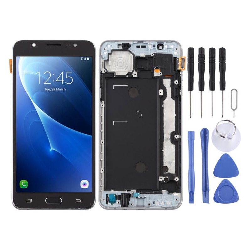 Schermo LCD TFT con touch screen e cornice per Samsung Galaxy J7 2016 J710F nero