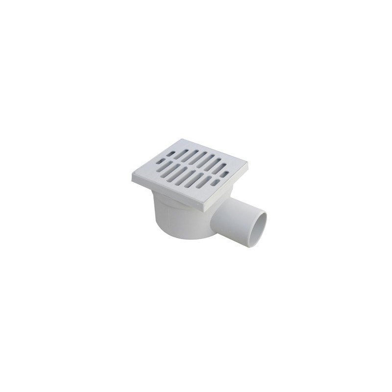 Chiusino orientabile sifonato ribassato 10x10cm in PP grigio con scarico laterale 40mm