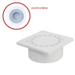 Chiusino sifonato con scarico verticale interno in PP grigio 200×200mm