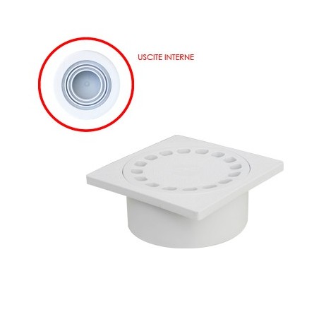 Chiusino sifonato con scarico verticale interno in PP grigio 200×200mm
