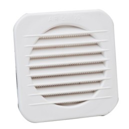 Griglia quadra da incasso circolare in PP bianco Ø 100 mm