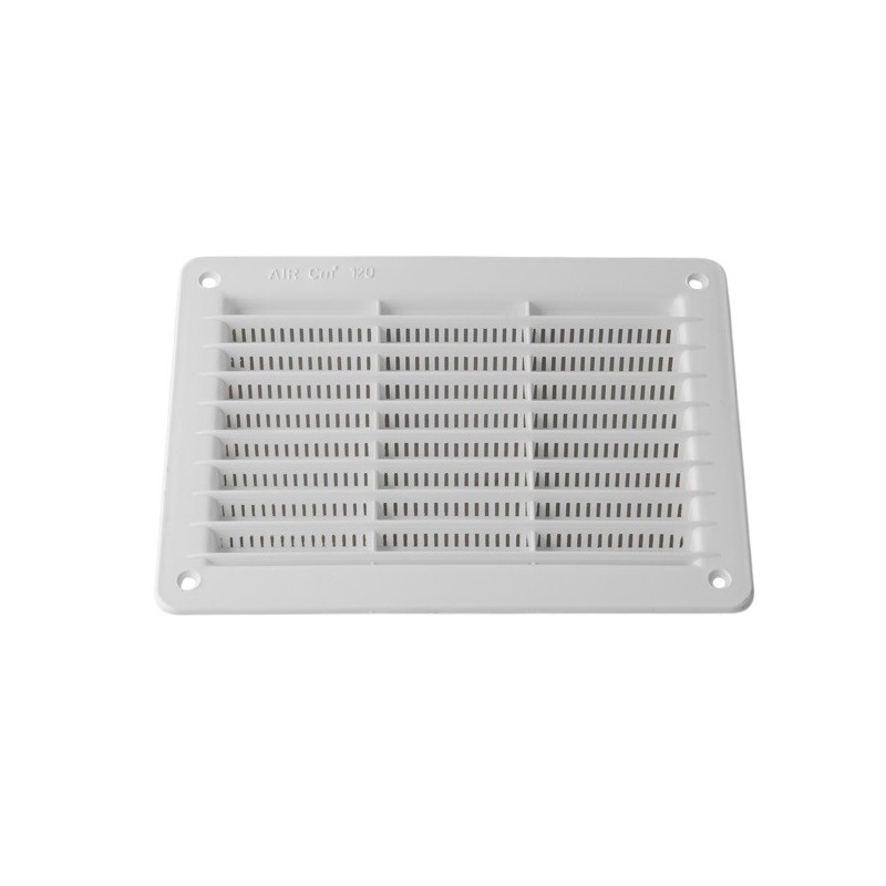 Griglia rettangolare da incasso in PP bianco 200×150mm