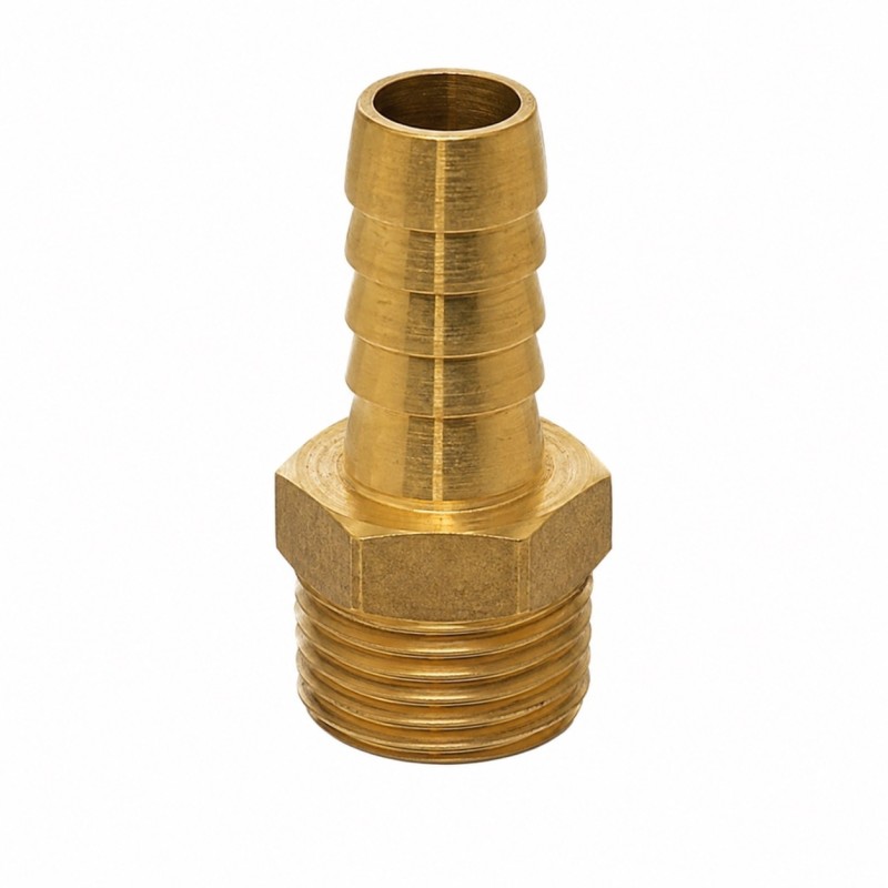 Raccordo portagomma metano M 1/2 x 14 in ottone diritto