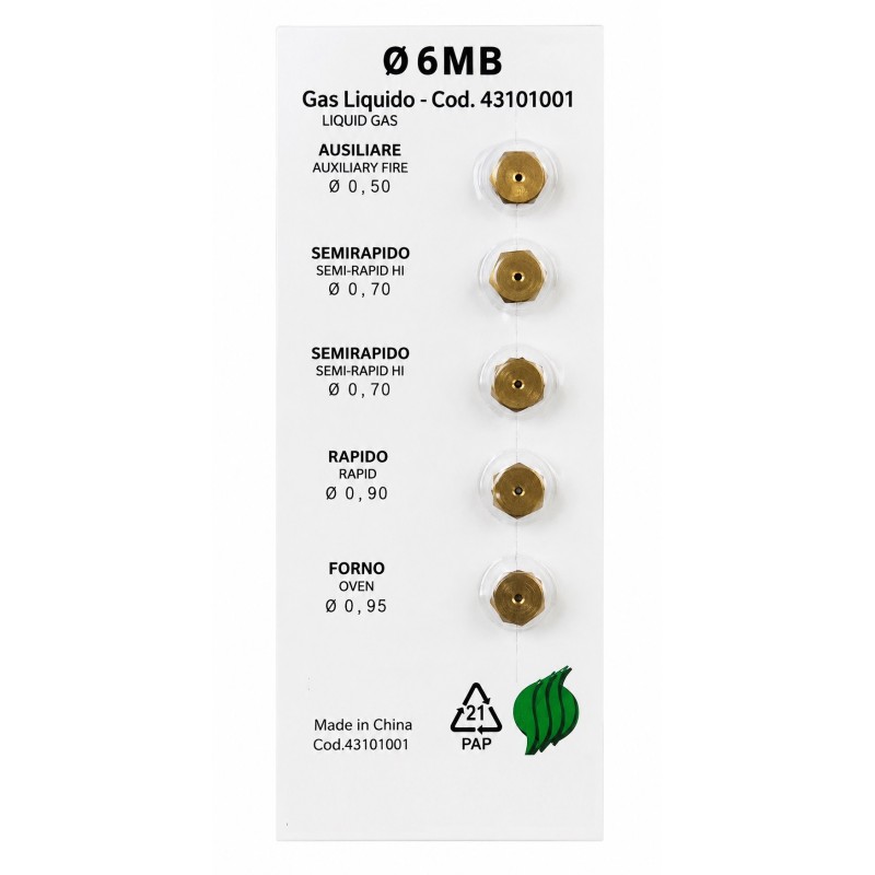 Ugelli cucina GPL Ø 6MB kit 5 pezzi