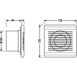 Aspiratore 12W 100m3/h 35Db Φ100x60mm Vito