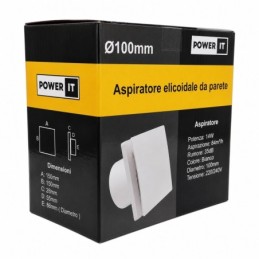 Aspiratore elicoidale 14W 80m3/h 33db 100mm