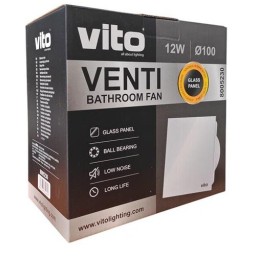 Aspiratore da bagno con frontale in vetro 100mm 12W
