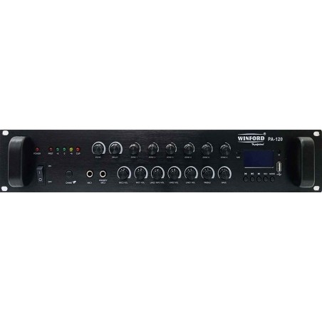 Amplificatore audio USB/Bluetooth/FM 6 canali 70V/100V/16 Ohm 120W