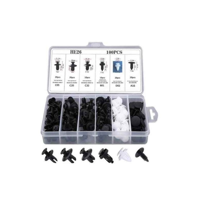 Set di rivetti in platica HE26 100 pezzi