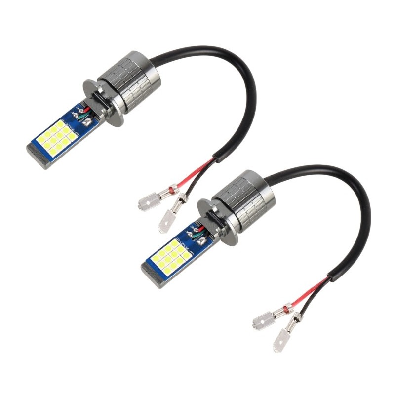 Coppia lampade H3 24 LED SMD-3030 per fendinebbia auto – 12-24 V 10.5 W
