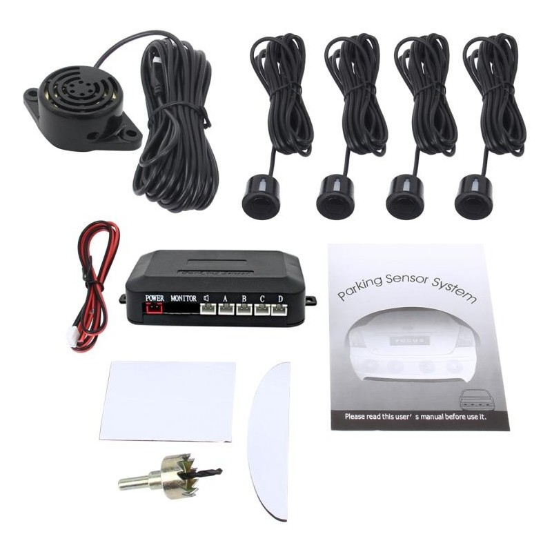 Kit sensori di parcheggio automatici con 4 sensori elettromagnetici nero