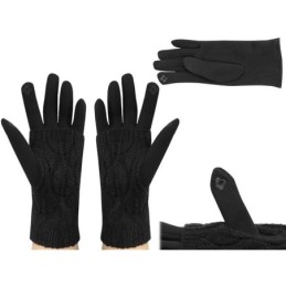 Guanti touchscreen neri con copertura termica in tessuto rimovibile taglia unica Unisex